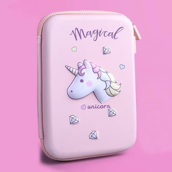 Magical Unicorn Design Pencil Case Pen Bags for Kid Large Capacity Stationary Organizer with Compartments