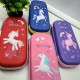 School Kids Hard Case Unicorn Print Pencil Pouch With 10 Colour Pen