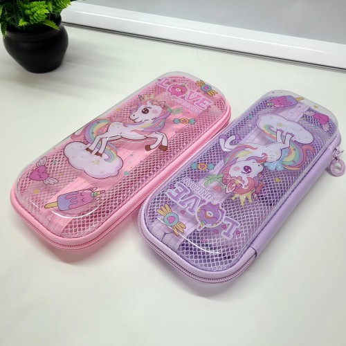 3D Unicorn Transparent Hardcase Pencil Case