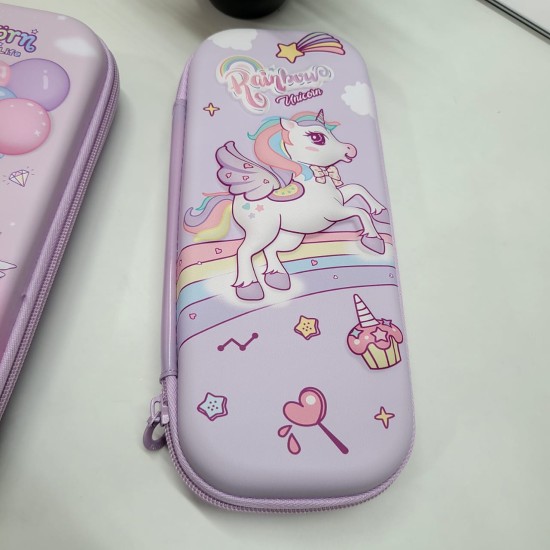 School Kids Hard Case Unicorn Print Pencil Pouch