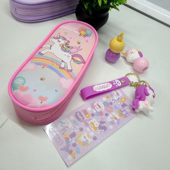 4 In 1 Magic unicorn Pouch with Highlighter and Keychain