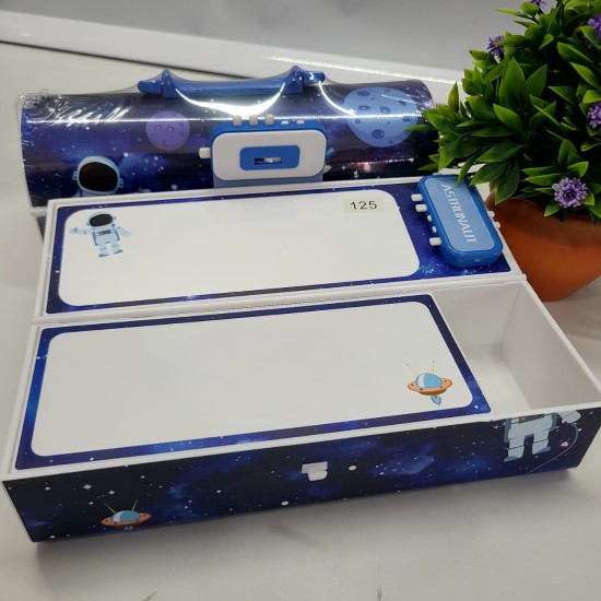 Space Theme School Kids Pencil Box with Lock