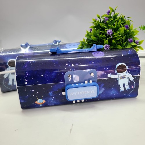 Space Theme School Kids Pencil Box with Lock