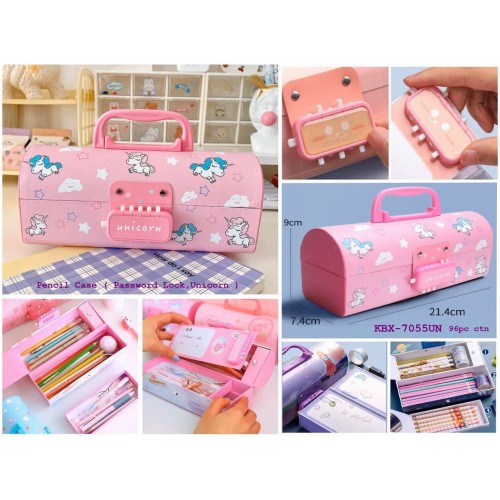 Unicorn Print School Kids Pencil Box with Lock