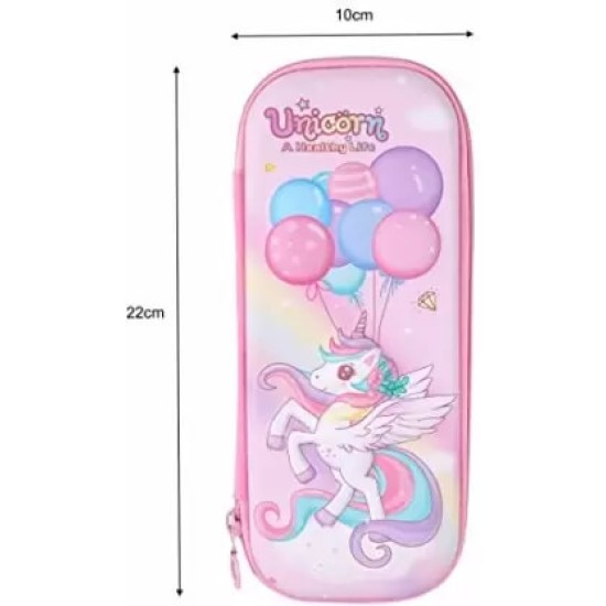 School Kids Hard Case Unicorn Print Pencil Pouch