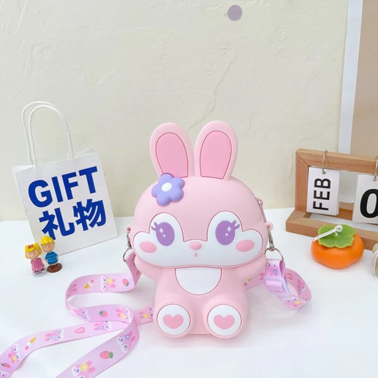 Cute Little Bunny Zipper Sling Bag with Mirror Comb and Keychain