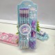 Unicorn Theme Pencil Set with Sharpener, Eraser & Pencil Cap