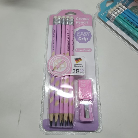 Triangular Shape Pencil Set With Eraser And Sharpener