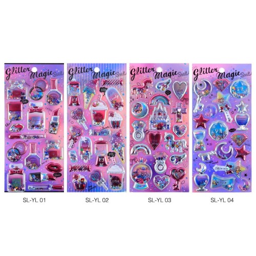 Adorable 3D Glitter Stickers For Kids(pack of 1)