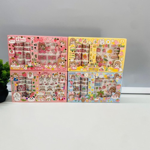 Charming and Colorful Kawaii-Themed Washi Decorative Stickers and Masking Tape