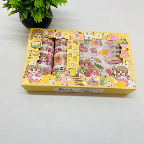 Charming and Colorful Kawaii-Themed Washi Decorative Stickers and Masking Tape